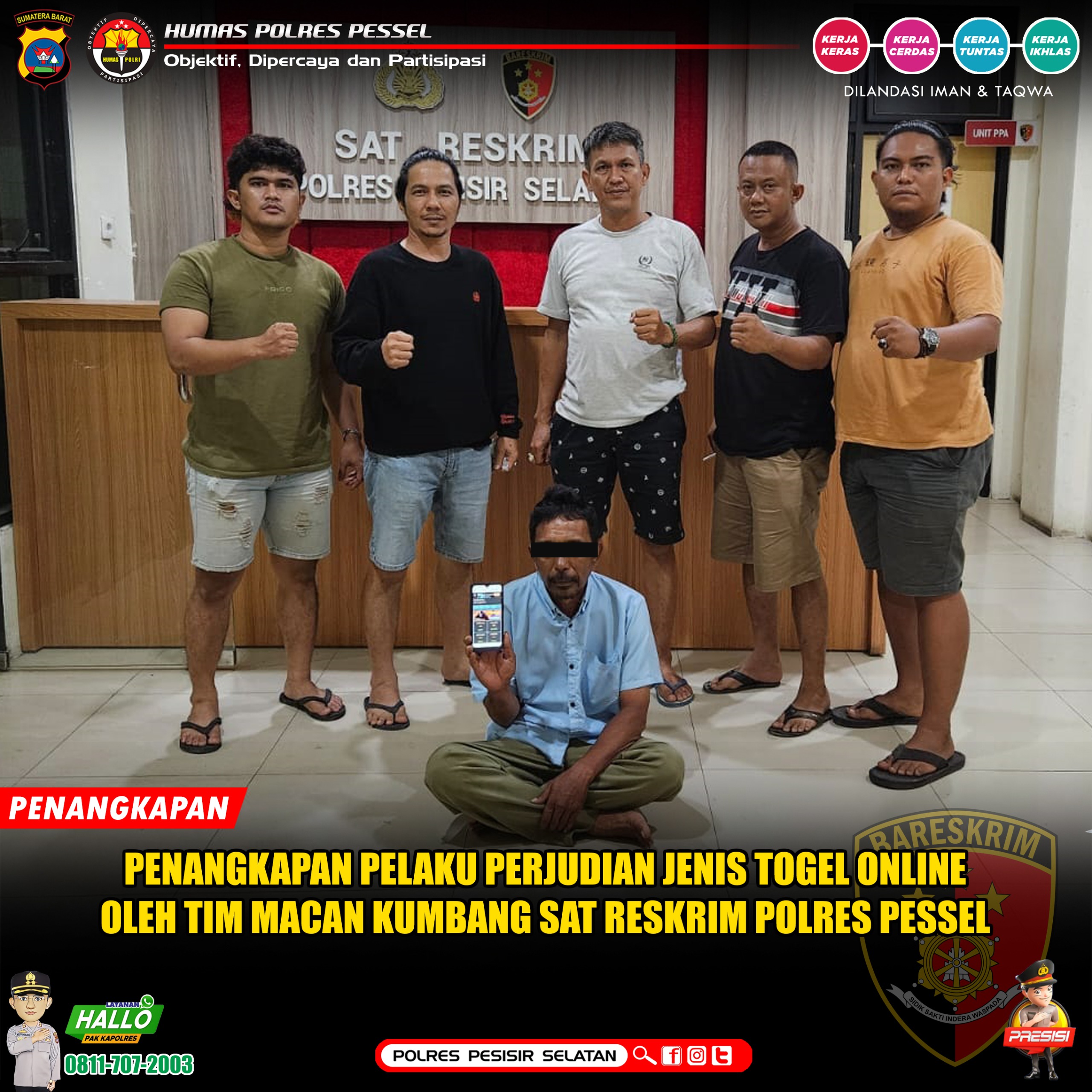 Diduga Bandar Judi Togel Di Kecamatan Air Pura Pessel di Ringkus Tim Opsnal Macan Kumbang Polres Pessel