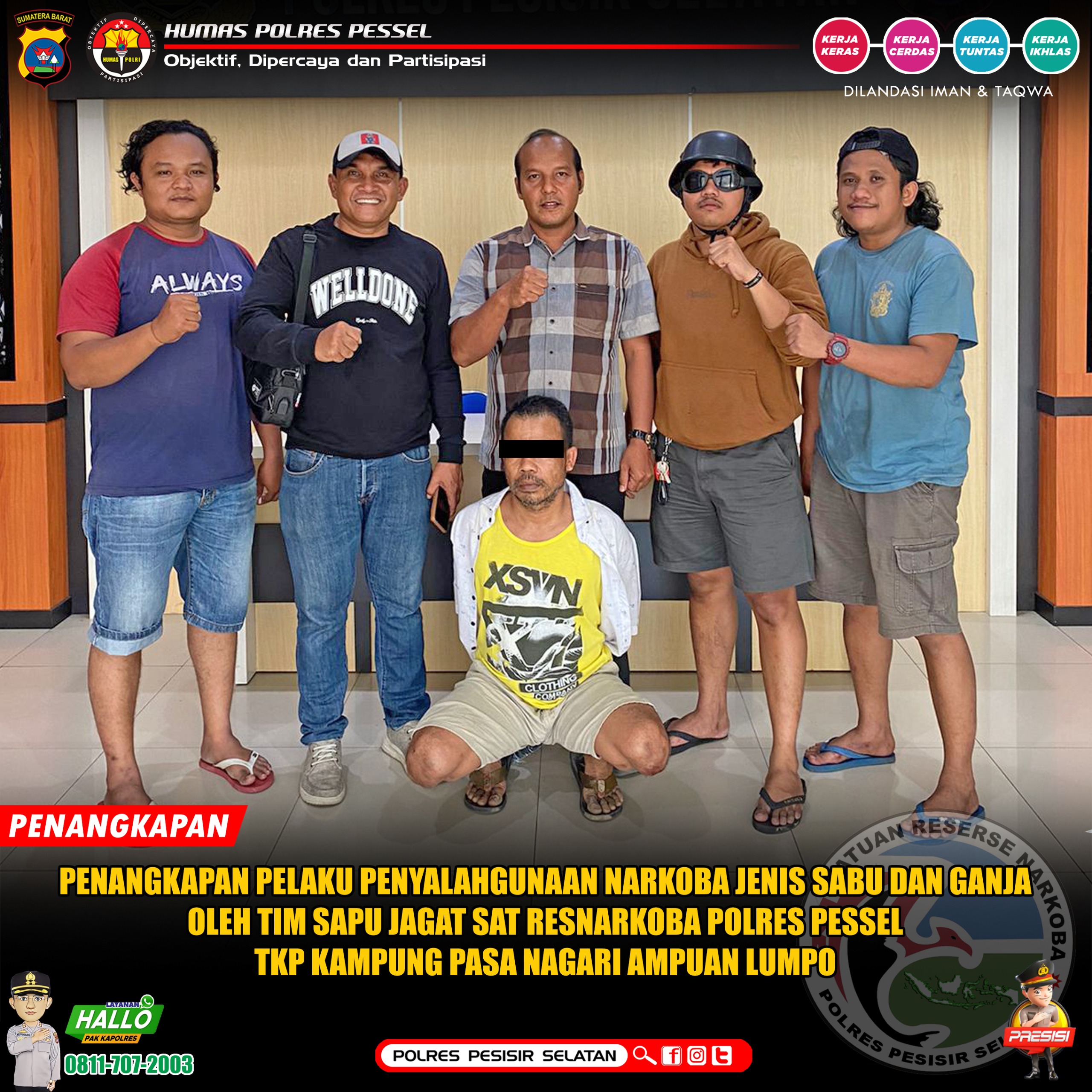 Tim Opsnal Sapu Jagat Polres Pessel Kembali Ungkap Peredaran Narkoba di Kec. IV Jurai 