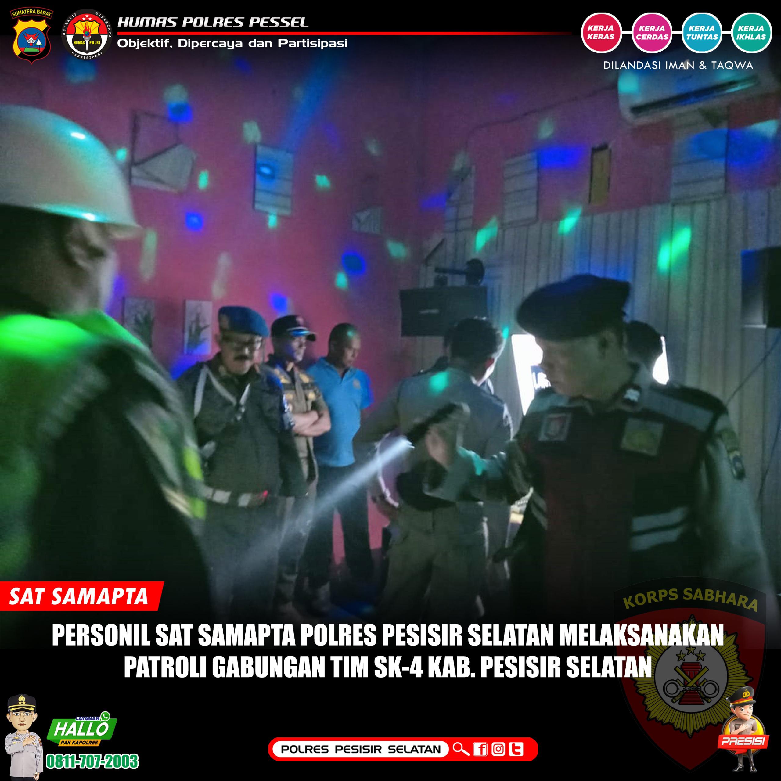 Sat Samapta Polres Pessel Tergabung Tim SK4 Kab. Pessel Lakukan Razia Beberapa Tempat Hiburan