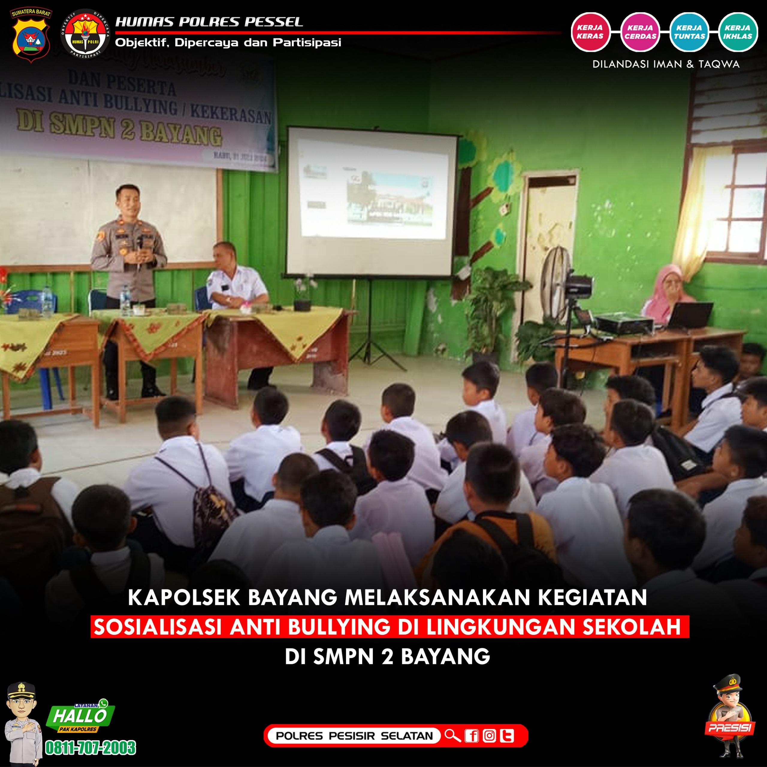 Polsek Bayang Berikan Penyuluhan Hukum dan Kenakalan Remaja Saat MPLS 