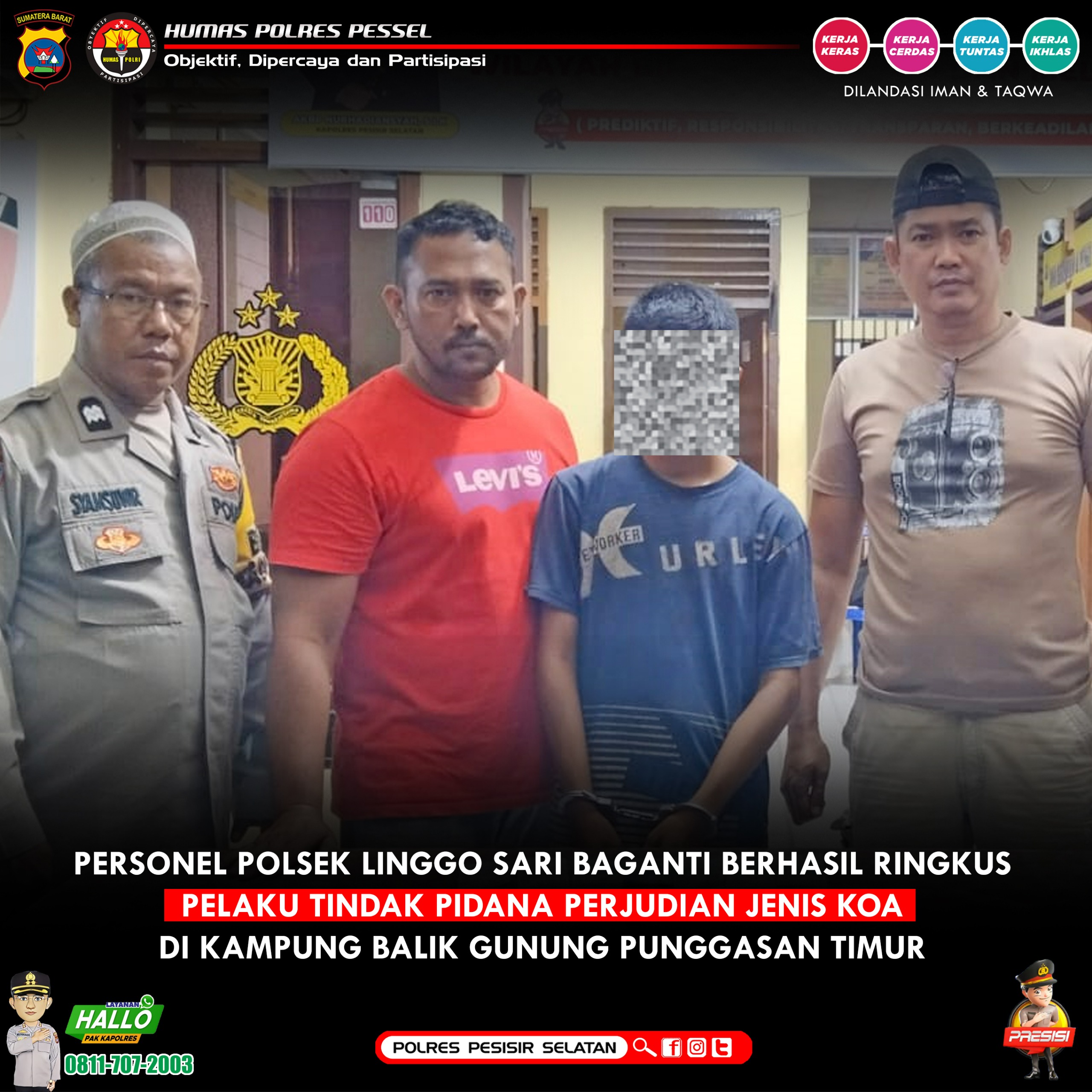 Operasi Pekat Singgalang 2024, Polsek Linggo Sari Baganti Amankan Pelaku Judi Koa