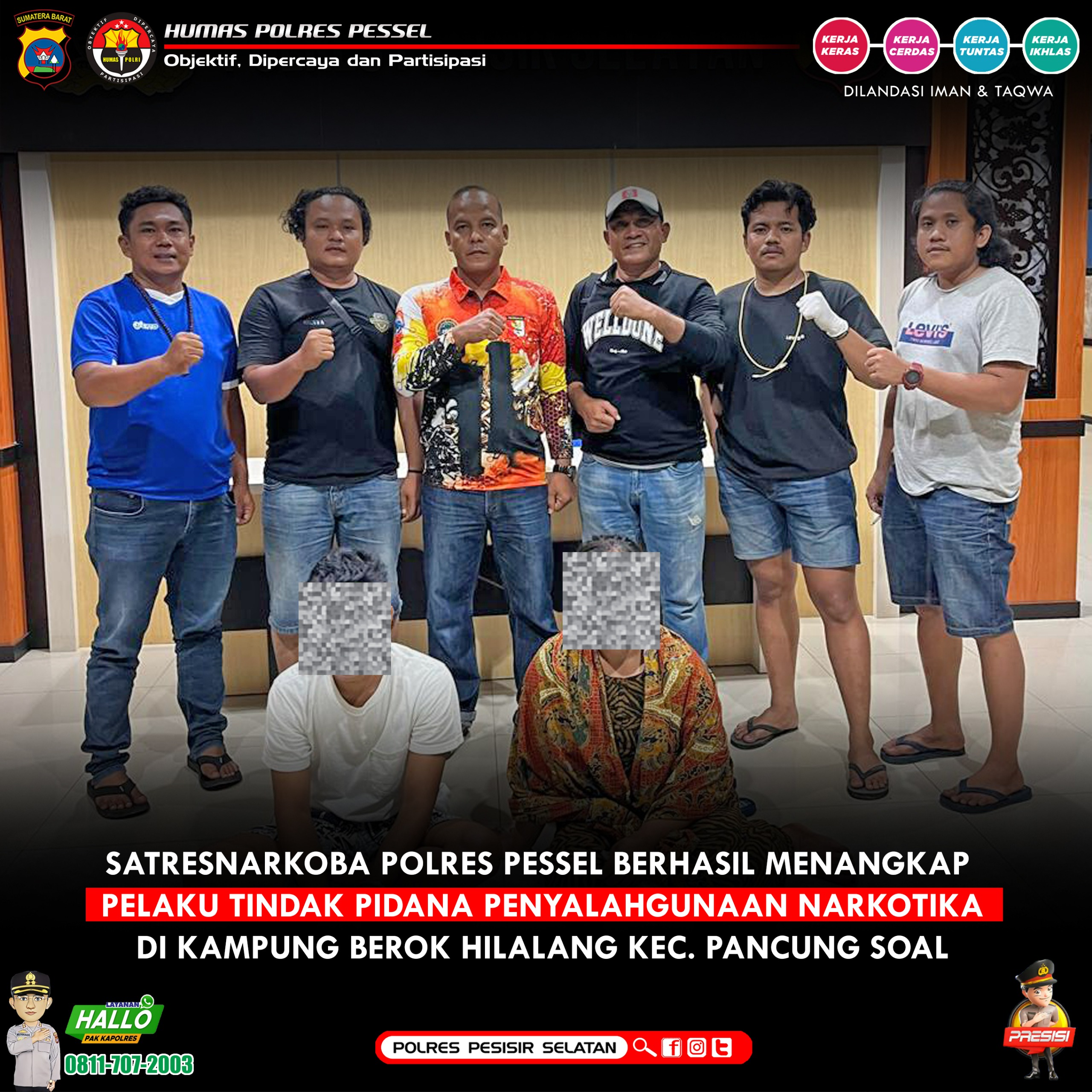 Tim Opsnal Sat Resnarkoba Polres Pessel Bekuk IRT dan Anaknya Simpan 10 Paket Sabu