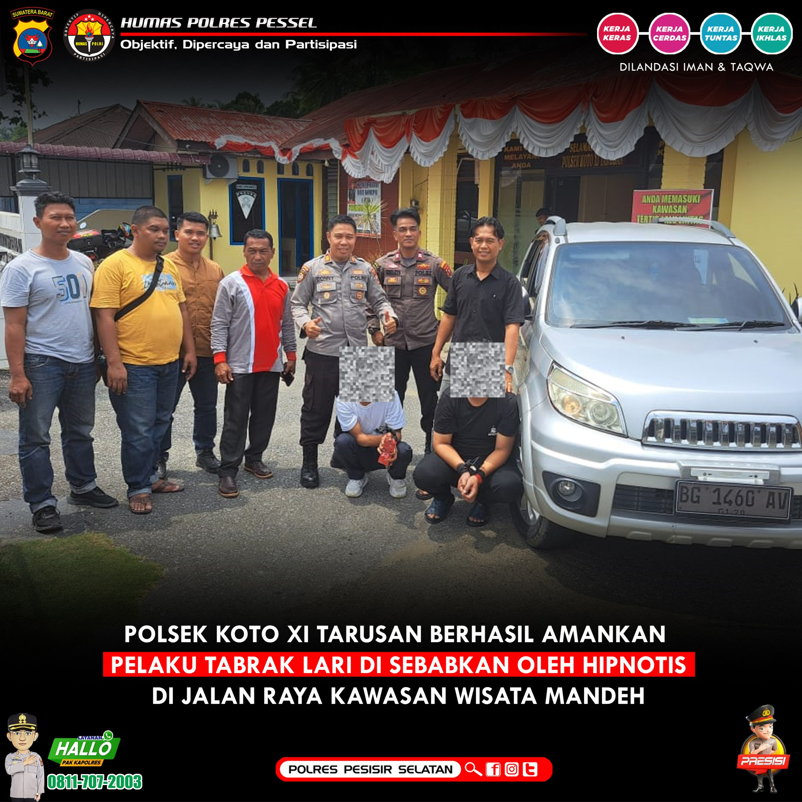 Polsek Tarusan Berhasil Tangkap Pelaku Tabrak Lari dan Hipnotis di Kawasan Mandeh