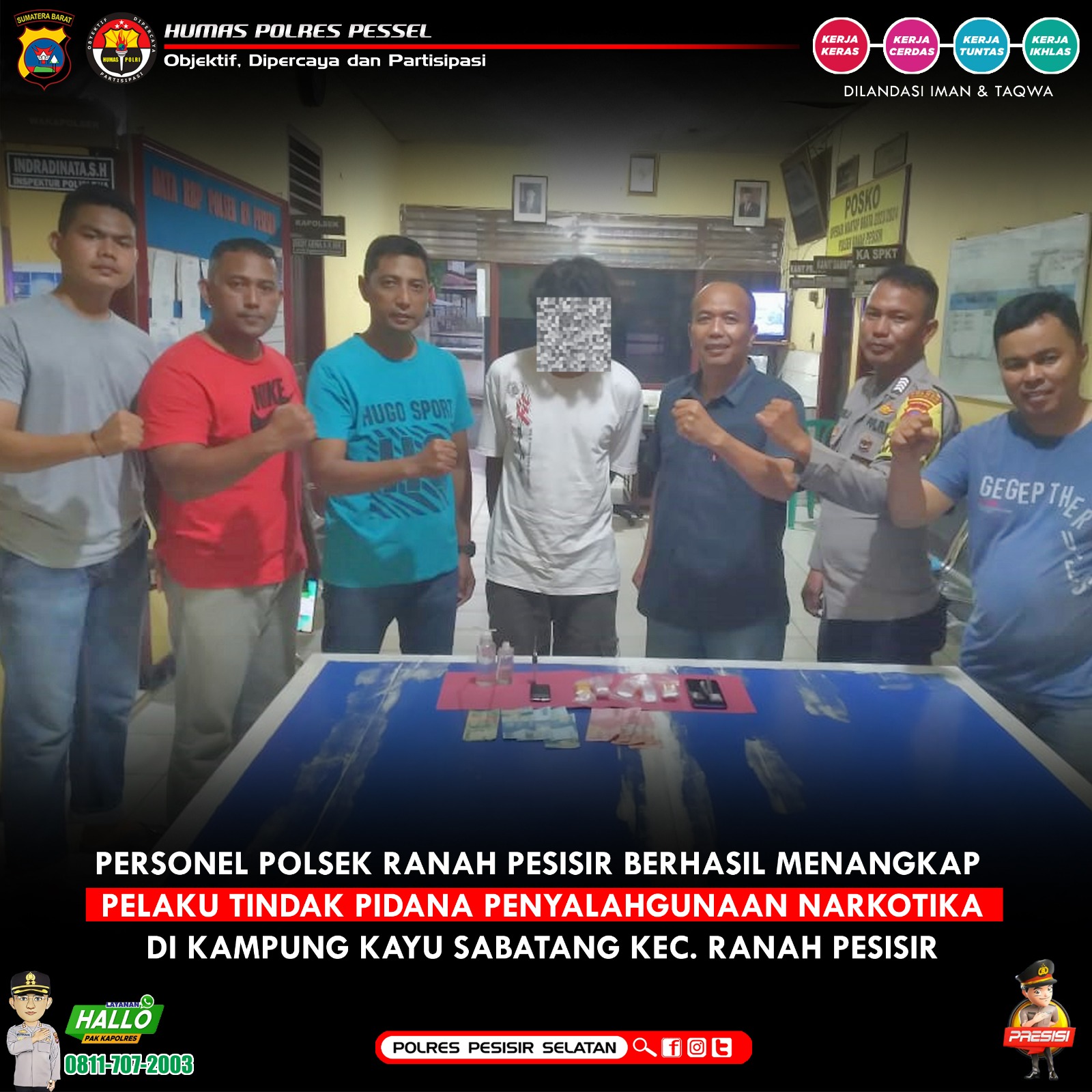 Polsek Ranah Pesisir Berhasil Gagalkan Peredaran Shabu, Tangkap Pengedar dan Sita Barang Bukti