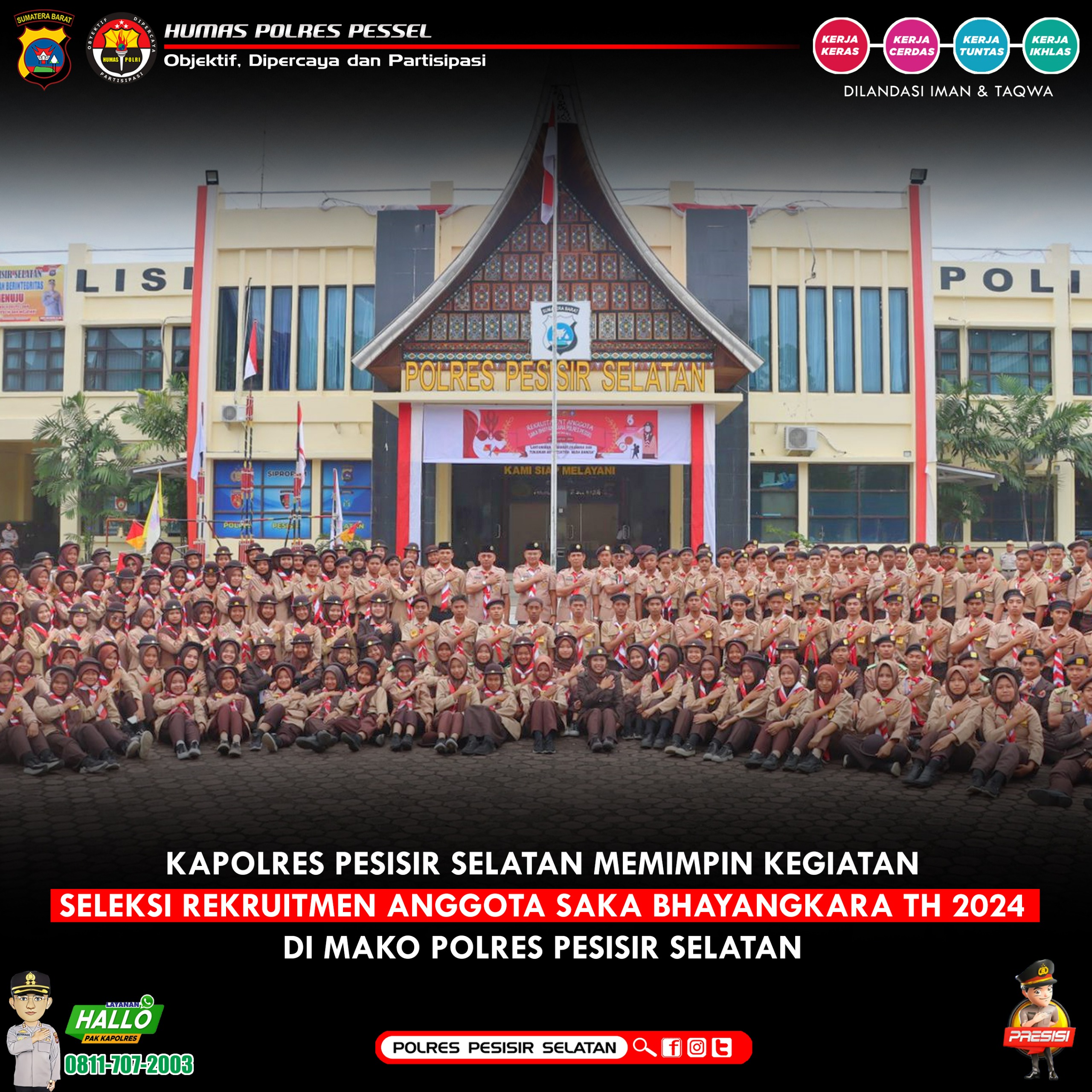 Kapolres Pessel AKBP Nurhadiansyah, S.I.K Menggelar Upacara Pembukaan Rekruetmen Pramuka Saka Bhayangkara.