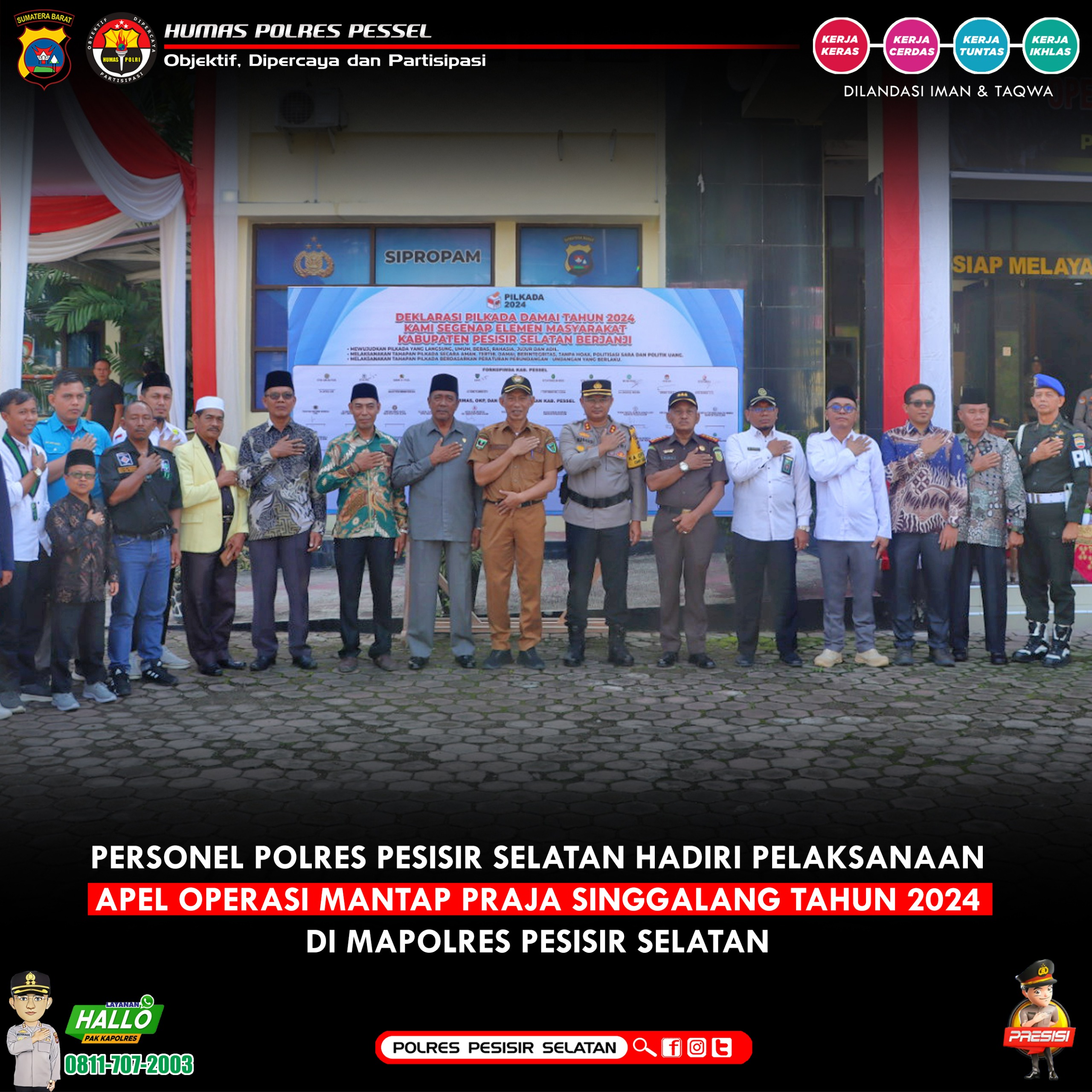Polres Pessel Gelar Apel Gabungan Pasukan Mantap Praja Singgalang 2024 Pentingnya Menjaga Kedamaian dan Kekompakan Dalam Demokrasi 