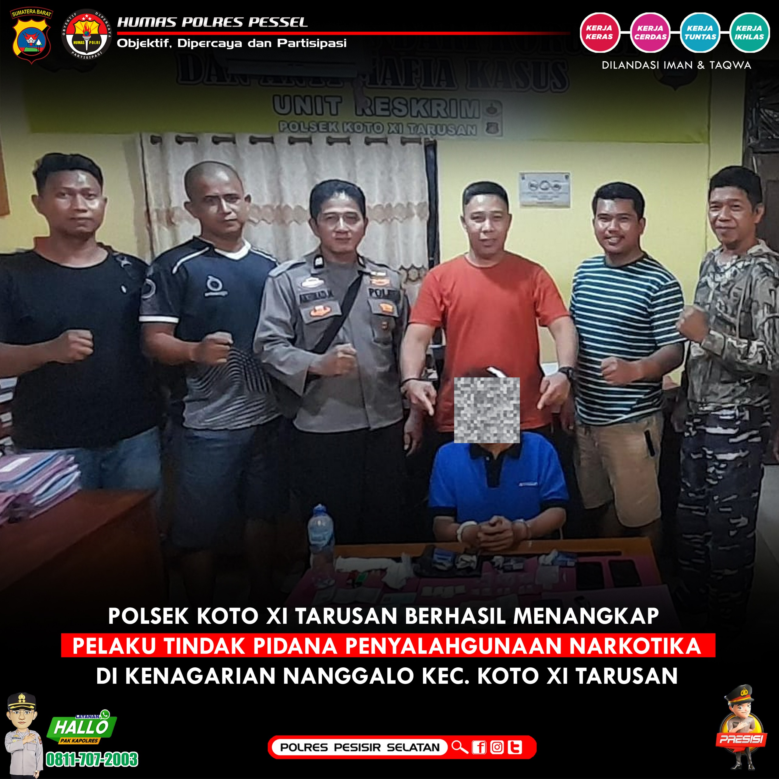 Hendak Melapor Namun Kedapatan Bawa Shabu Seorang Residivis Di Amankan Polsek Koto XI Tarusan 