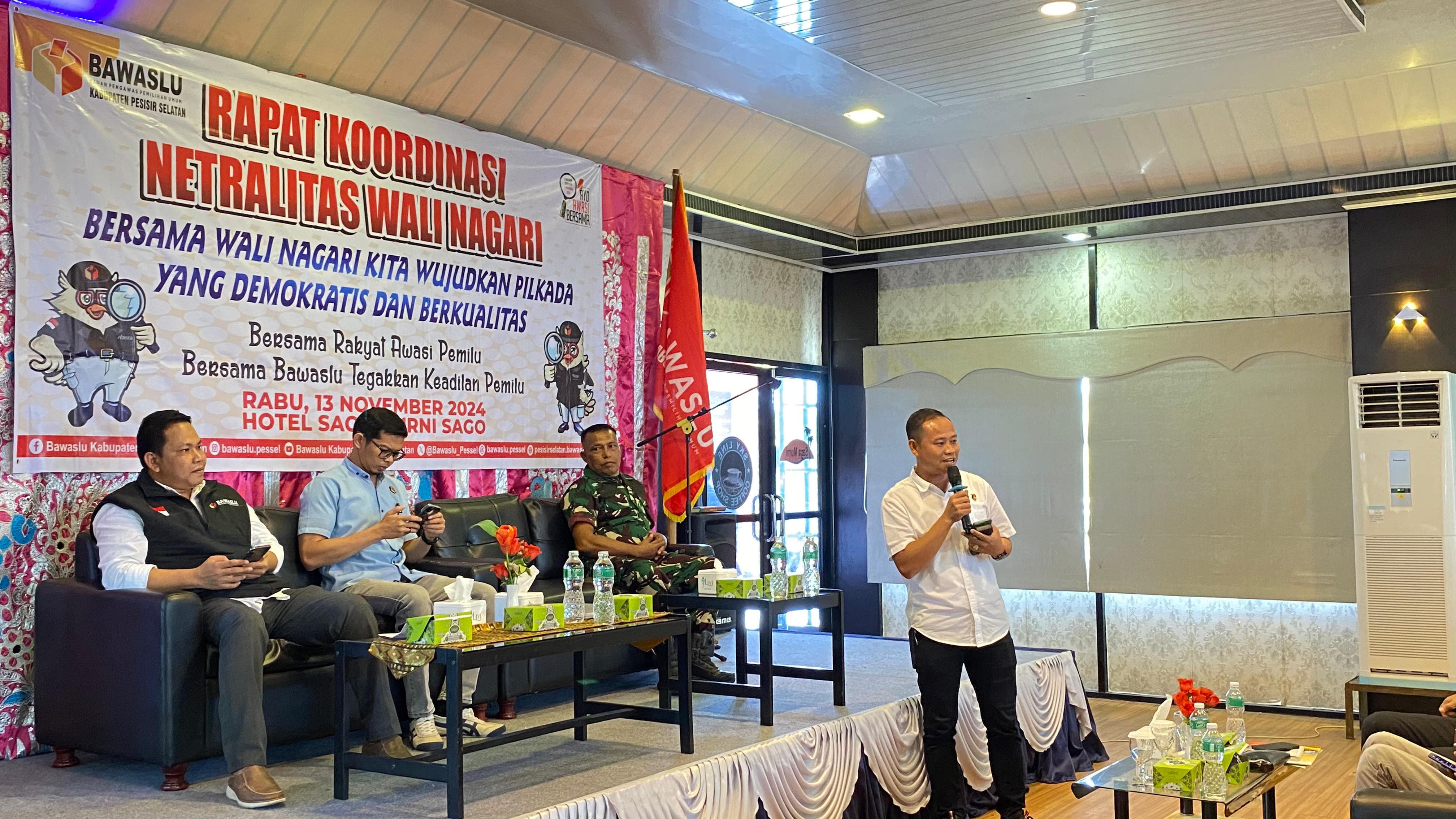 Kanit Satreskrim Polres Pessel Sebagai Pemateri Koordinasi Netralitas Wali Nagari se-Kab. Pessel Pada Pikada Serentak Tahun 2024.