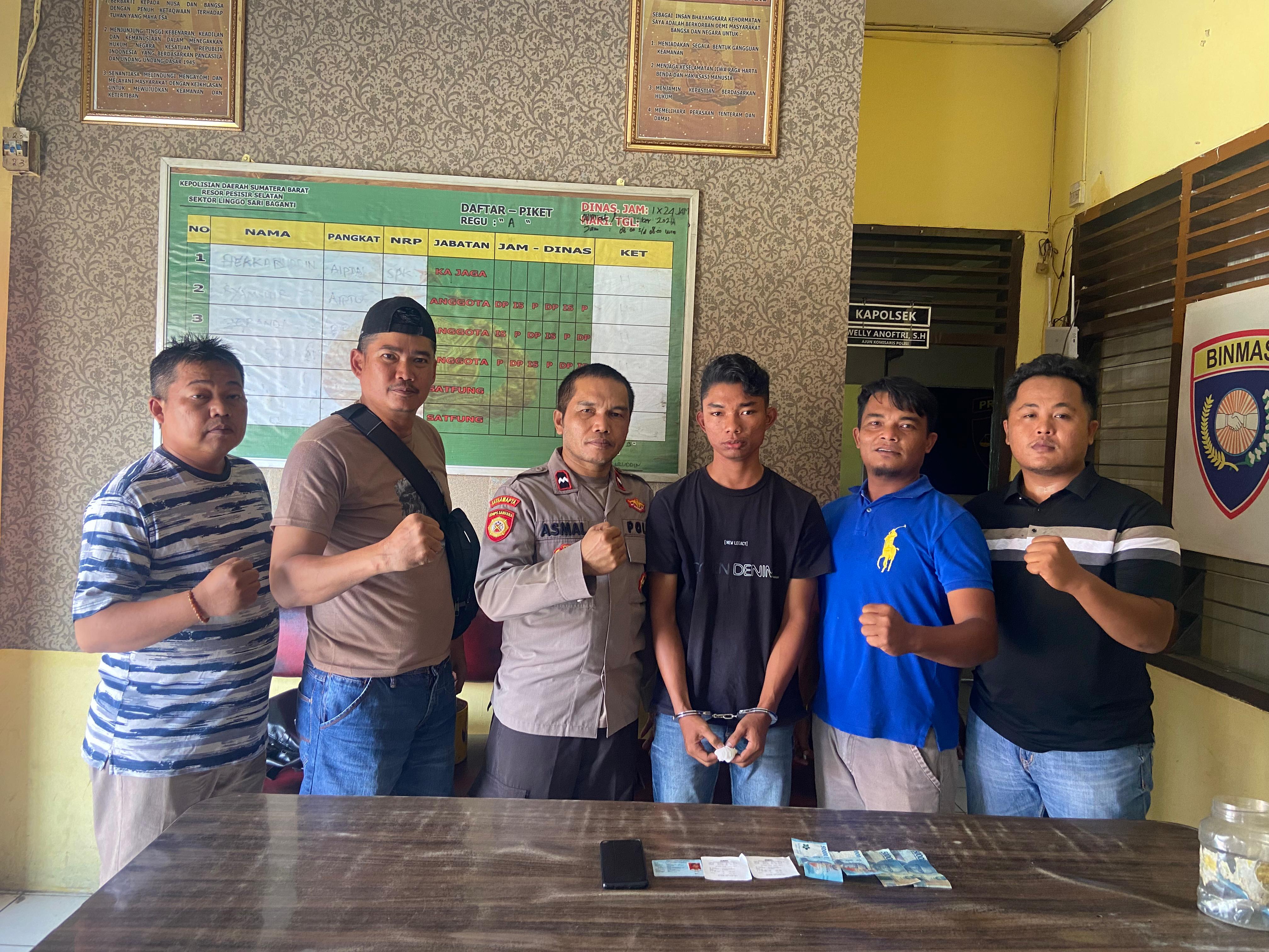 Polsek Linggo Sari Baganti Sikat Pelaku Judi Online di Kampung Labuhan Tanjak Nagari Air Haji Barat.