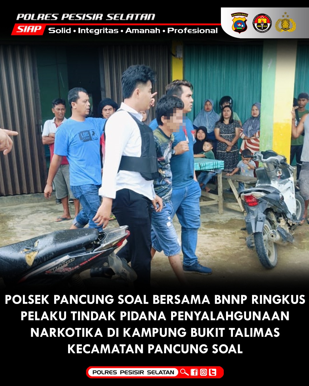 Polsek Pancung Soal Backup BNNP Ringkus Pelaku Penyalahgunaan Narkotika Pagi Hari di Kenagarian Kudo-kudo Inderapura.
