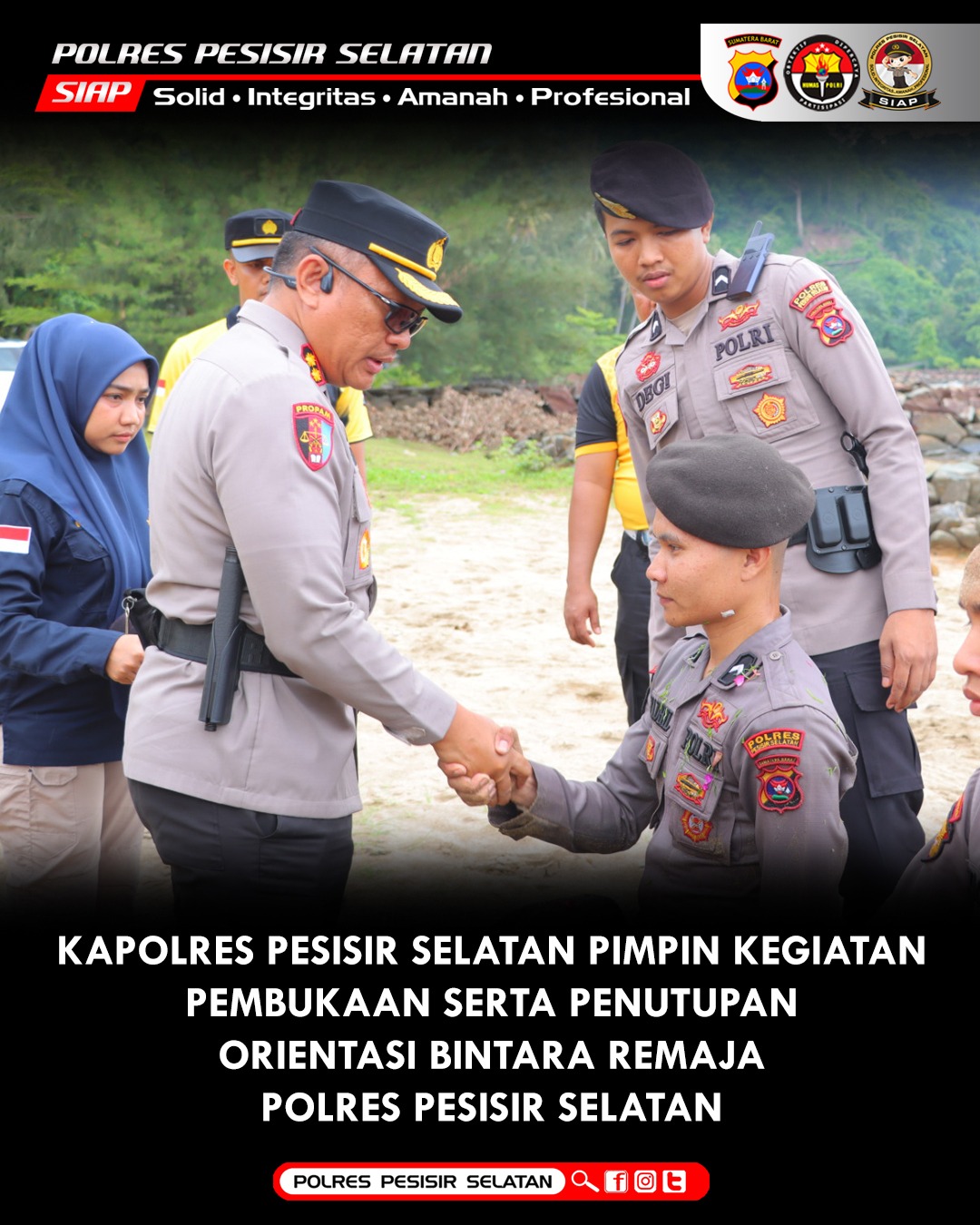 Kapolres Pesisir Selatan Pimpin Upacara Pembinaan Tradisi dan Orientasi Bintara Remaja.