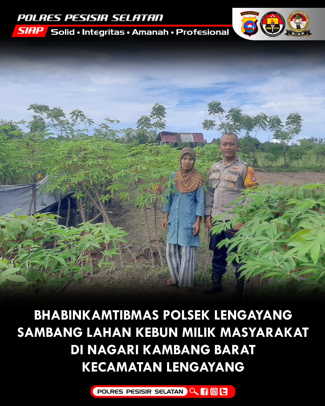 Bhabinkamtibmas Polsek Lengayang Sambangi Kebun Lahan Milik Warga, Upaya Dukung Ketahanan Pangan.