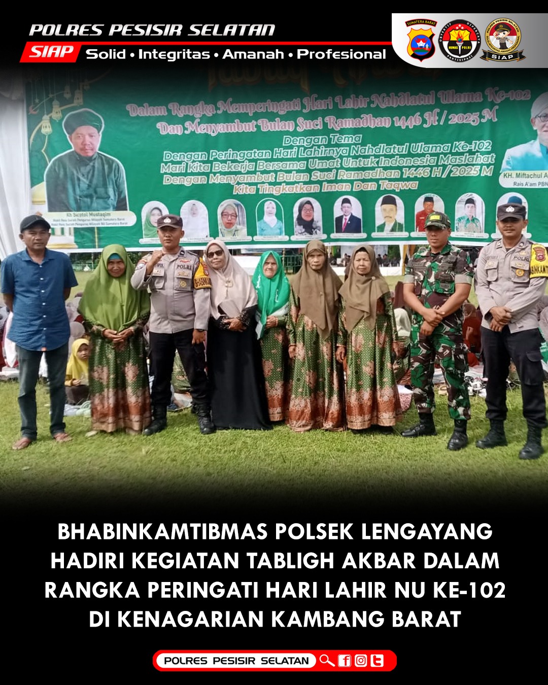 Polsek Lengayang Hadiri Tabligh Akbar Peringati Hari Lahir NU Ke-102.