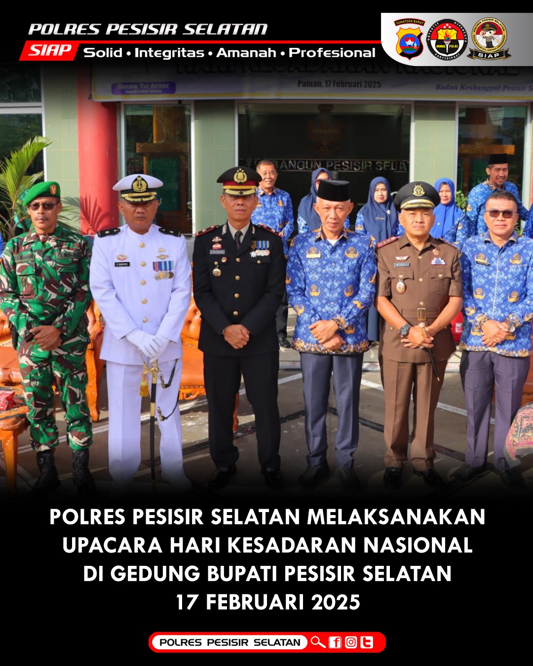 Polres Pesisir Selatan Melaksanakan Upacara Hari Kesadaran Nasional Kabupaten Pesisir Selatan.