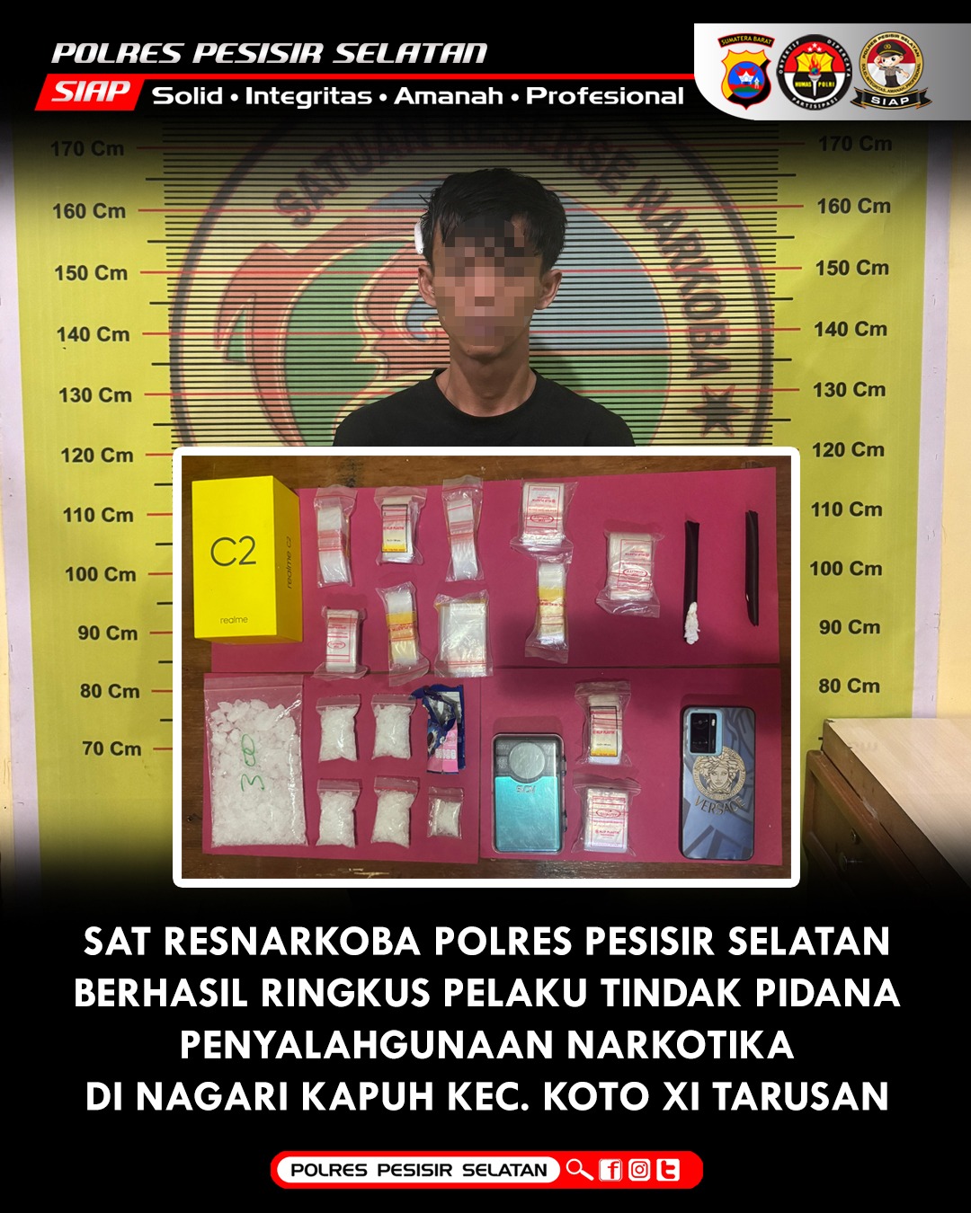 Sat Resnarkoba Polres Pesisir Selatan Berhasil Ringkus 1 Pelaku Penyalahgunaan Narkotika di Kampung Gurun Panjang Kapuh Dini Hari