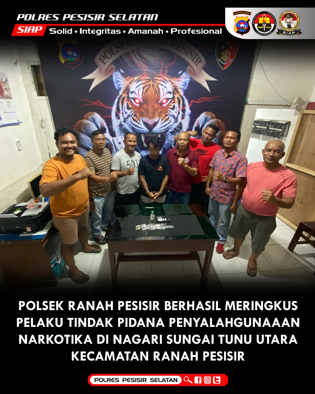 Polsek Ranah Pesisir Berhasil Menangkap Pelaku Penyalahgunaan Narkoba di Kampung Koto Panjang.