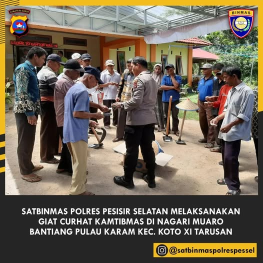 Melalui Curhat Kamtibmas Polres Pesisir Selatan Serap Berbagai Keluhan Warga di Nagari Muaro Bantiang Pulau Karam.
