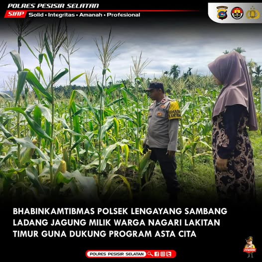 Bhabinkamtibmas Polres Lengayang Monitoring Pemanfaatan Pekarangan untuk Ketahanan Pangan.