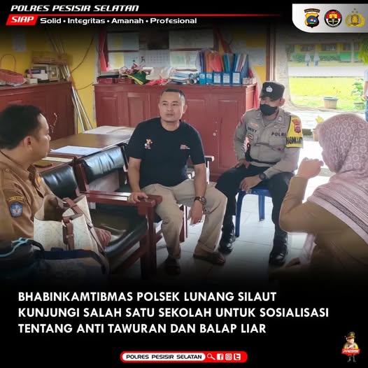 Cegah Perkembangan Tawuran dan Balap Liar, Polsek Lunang Silaut Laksanakan Kunjungan Ke Salah Satu Sekolah.