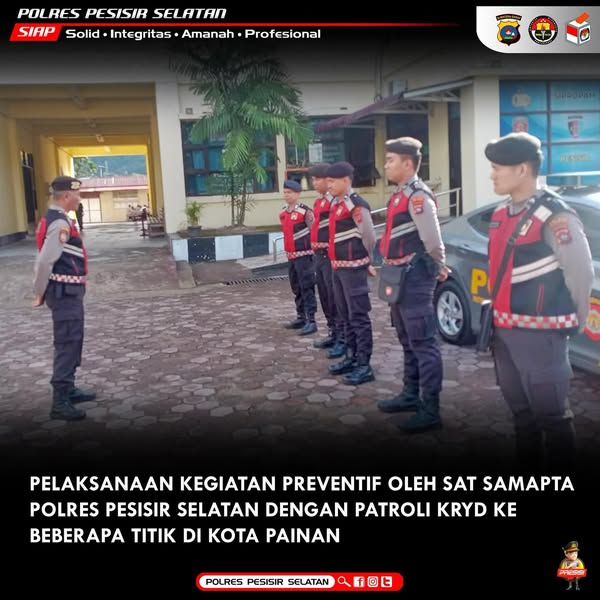 Sat Samapta PolresPolres Pesisir Selatan Gelar KRYD dengan Patroli Presisi, Guna Cipta Kondisi Kondusif