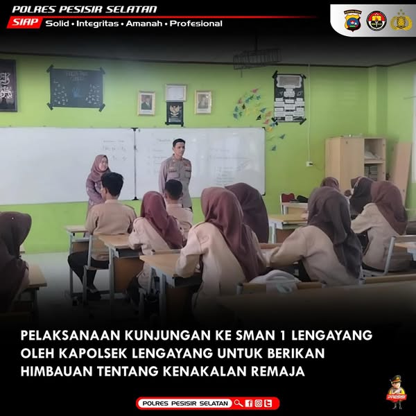 Cegah Perkembangan Tawuran dan Balap Liar, Polsek Lengayang Laksanakan Kunjungan Ke SMA N 1 Lengayang.