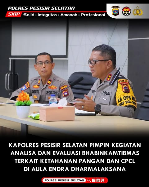 Polres Pesisir Selatan Gelar ANEV Bersama Bhabinkamtibmas, Tekankan Ketahanan Pangan.