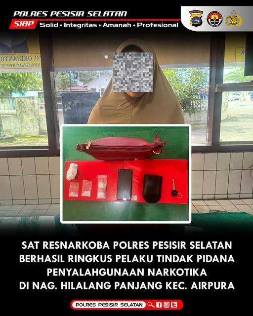 Sat Resnarkoba Polres Pesisir Selatan Amankan Pelaku Penyalahgunaan Narkotika Di Wilayah Nagari Airpura.