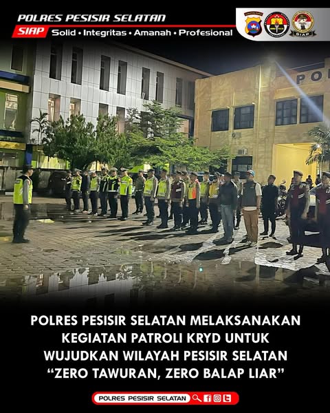 Polres Pesisir Selatan Gencarkan Patroli KRYD Wujudkan Pesisir Selatan 