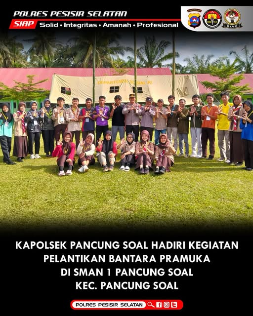 Kapolsek Pancung Soal Hadiri Kegiatan Pelantikan Bantara Pramuka SMAN 1 Pancung Soal.