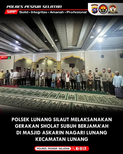 Polsek Lunang Silaut Melaksanakan Gerakan Shalat Subuh Berjama'ah, Upaya Pererat Hubungan dengan Masyarakat Lunang Silaut