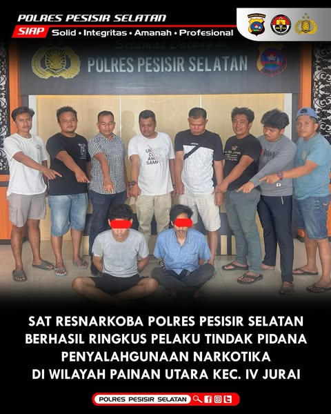 Sat Resnarkoba Polres Pesisir Selatan Ringkus Pemakai Sekaligus Pengedar Narkotika Di Wilayah Nagari Painan Utara.