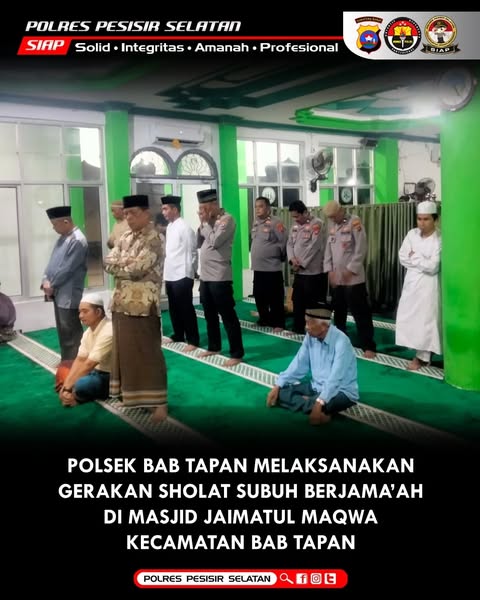 Upaya Pererat Hubungan dengan Masyarakat Tapan, Polsek BAB Tapan Melaksanakan Gerakan Shalat Subuh Berjama'ah.