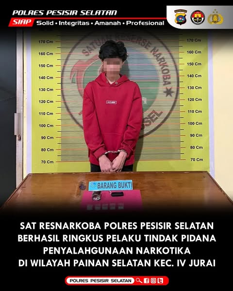Lagi dan Lagi, Kurun Waktu Singkat, Sat Resnarkoba Polres Pesisir Selatan Kembali Ringkus Pelaku Penyalahgunaan Narkotika Di Wilayah Nagari Painan Selatan.