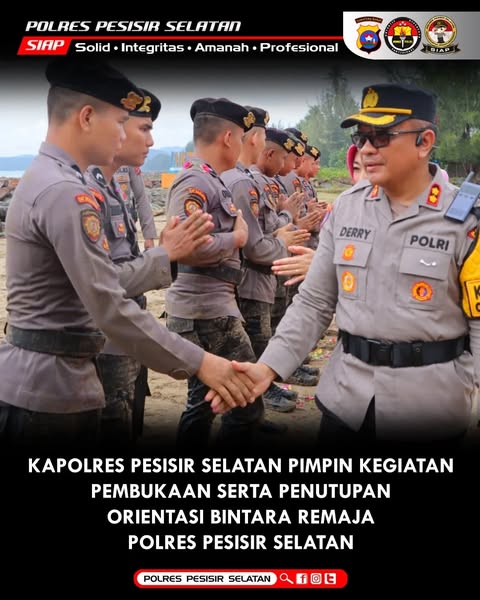 Kapolres Pesisir Selatan Pimpin Upacara Pembinaan Tradisi dan Orientasi Bintara Remaja.