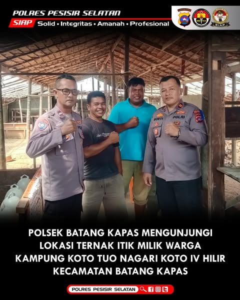 Dukung Ketahanan Pangan, Polsek Batang Kapas Dampingi Monitoring Perkembangan Ternak Itik.