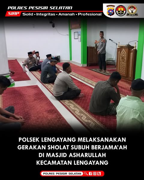 Upaya Pererat Hubungan dengan Masyarakat Lengayang, Polsek Lengayang Melaksanakan Gerakan Shalat Subuh Berjama'ah.