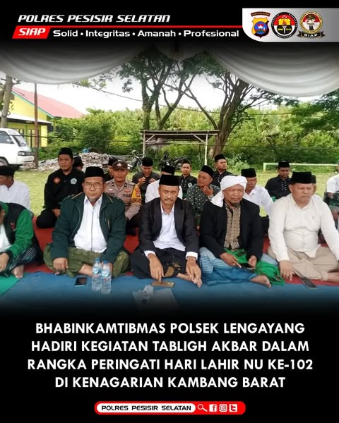 Polsek Lengayang Hadiri Tabligh Akbar Peringati Hari Lahir NU Ke-102.