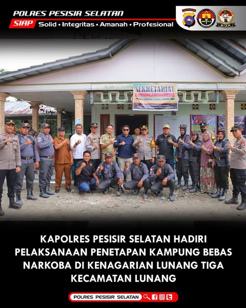 Polres Pesisir Selatan Dirikan Kampung Tangguh Bebas Narkoba di Kecamatan Lunang.