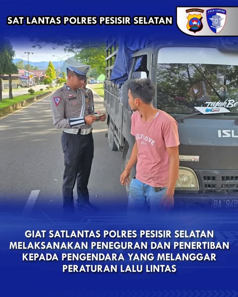 SatlantasPolres Pesisir Selatan Gencarkan Penindakan Pelanggaran Lalu Lintas.