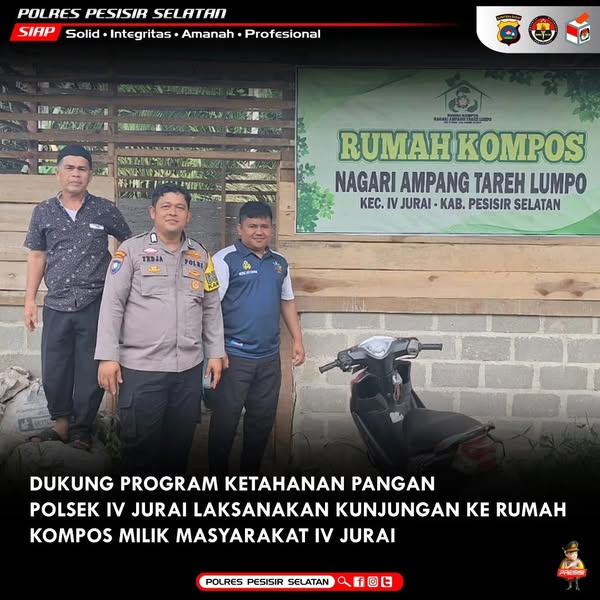 Kawal Ketahanan Pangan, Polsek IV Jurai Laksanakan Kunjungan Ke Rumah Kompos Nagari Ampang Tareh Lumpo. 