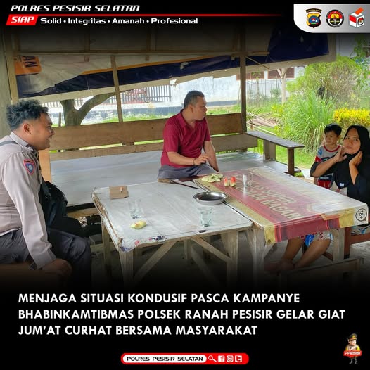 Giat Jum'at Curhat Dilaksanakan Oleh Bhabinkamtibmas Polsek Ranah Pesisir Guna Cooling System Pilkada 2024.