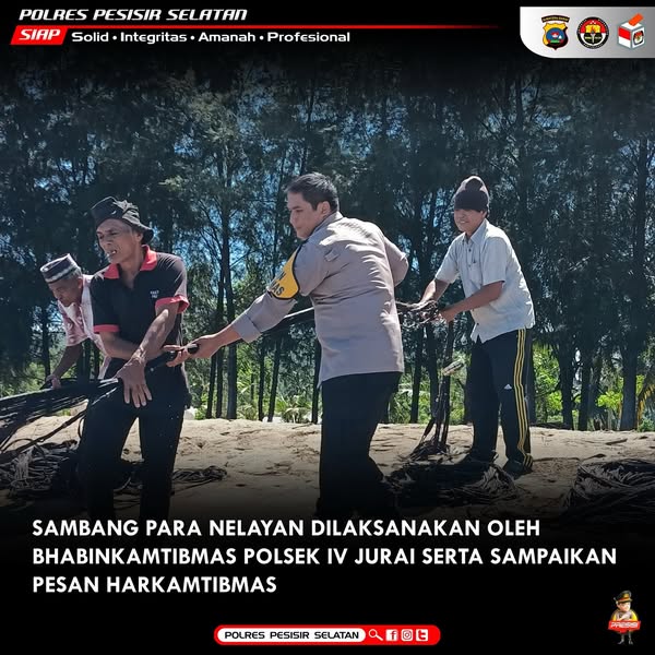 Bhabinkamtibmas Polsek IV Jurai Sambang Para Nelayan serta Sampaikan Pesan Harkamtibmas.