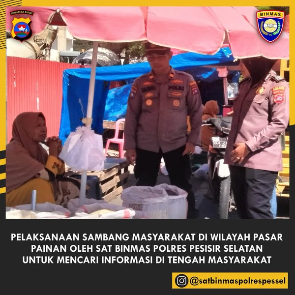 Sat Binmas Polres Pesisir Selatan Laksanakan Sambang dan Binluh di Pasar Painan.