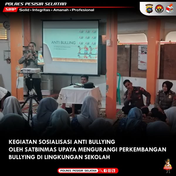 Sat Binmas Polres Pesisir Selatan Gelar Sosialisasi Anti perundungan/Bullying di SMAN 1 Painan.