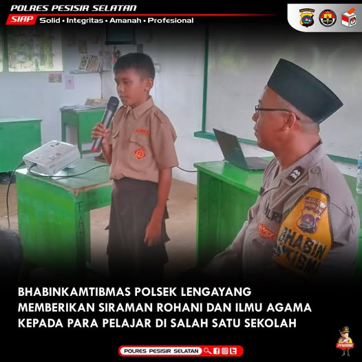 Menuju Masyarakat Yang Religius, Bhabinkamtibmas Polsek Lengayang Dukung Kegiatan Keagamaan di Salah Satu Sekolah.
