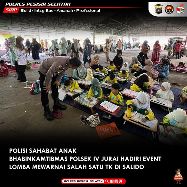 Polisi Sahabat Anak, Bhabinkamtibmas Polsek IV Jurai Sambang Kegiatan Positif Murid TK.