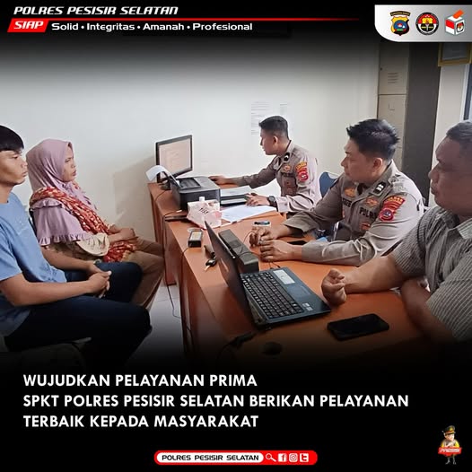 Wujudkan Pelayanan Prima, SPKT Polres Pesisir Selatan Terus Berikan Pelayanan Terbaik Kepada Masyarakat.
