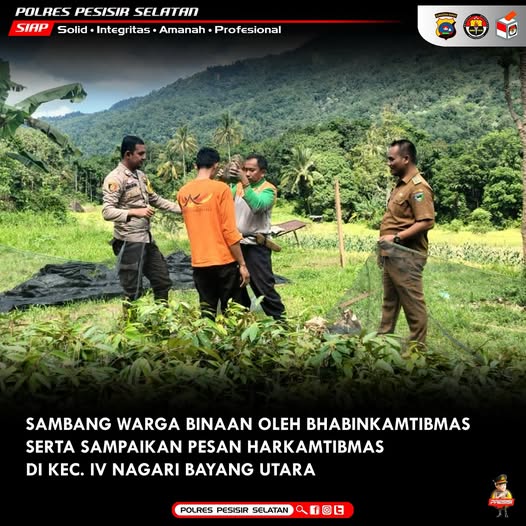 Bhabinkamtibmas Polsek Bayang Hadir Di Tengah Masyarakat Serta Sampaikan Pesan Harkamtibmas.