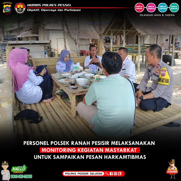 Kanit Patroli dan Bhabinkamtibmas Polsek Ranah Pesisir Patroli Sambang Sampaikan Pesan Kamtibmas