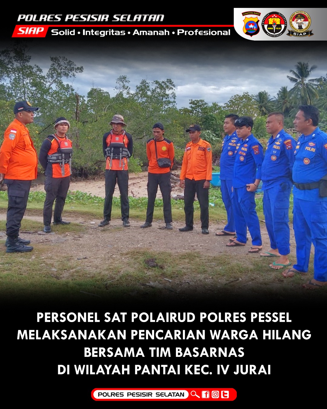 Sat Polairud Polres Pessel Lakukan Pencarian Seorang Nelayan Hilang Diduga Tenggelam  	